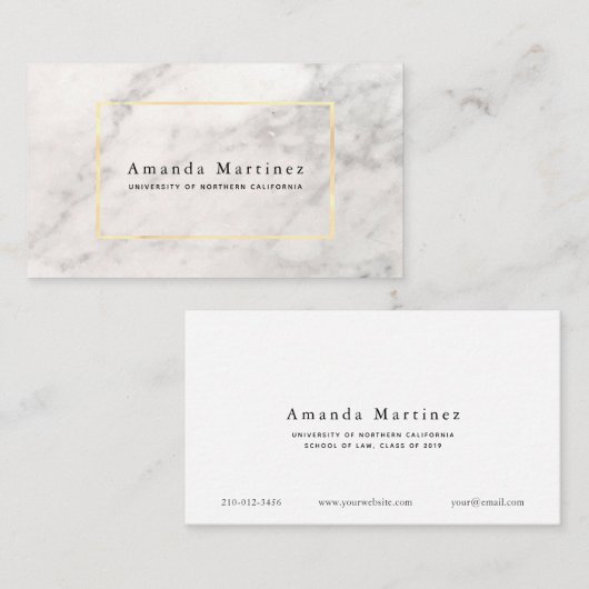 Carte d'appel de l'étudiant diplômé en or Marbre b (Devant / Derrière)