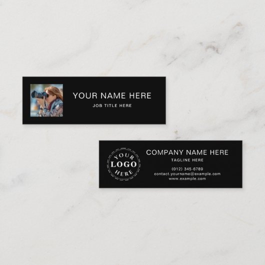 Carte d'appel de mini-appels Noir classique avec s (Devant / Derrière)