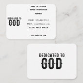 CARTE D'APPEL DÉDIÉ À DIEU PERSONNALISABLE COOL TEXTE NOIR (Devant / Derrière)