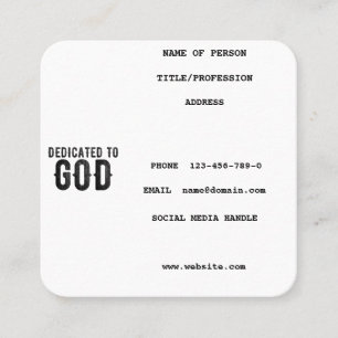 CARTE D'APPEL DÉDIÉ À DIEU PERSONNALISABLE COOL TEXTE NOIR