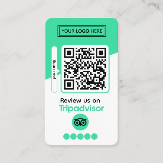 Carte D'appel Demande de révision TripAdvisor avec logo et code  (Devant)