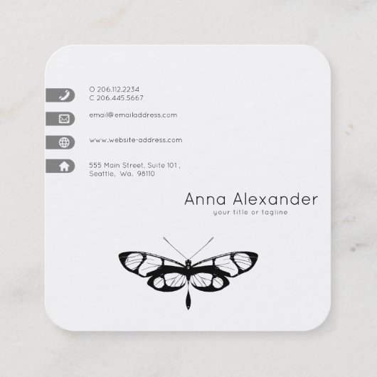 Carte d'appel des papillons Cool modernes (Dos)