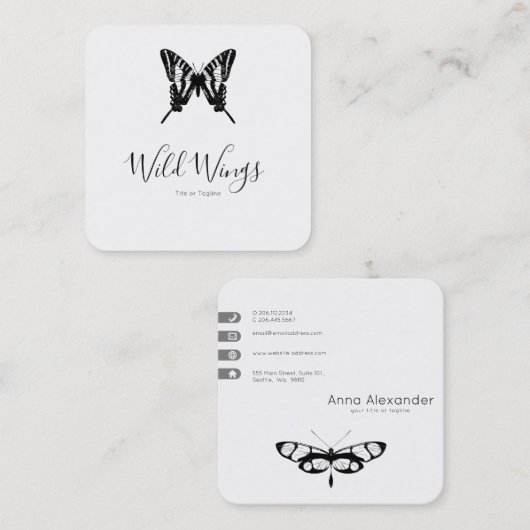 Carte d'appel des papillons Cool modernes (Devant / Derrière)