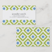 Carte D'appel Diamants bleus verts Ikat Motif (Devant / Derrière)