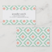 Carte D'appel Diamants de corail de Mint Ikat Motif (Devant / Derrière)