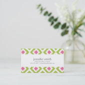 Carte D'appel Diamants rose Lime Vert Ikat Motif (Debout devant)