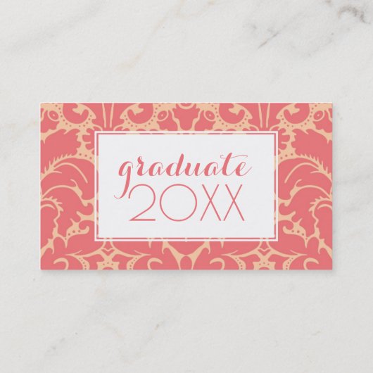 Carte D'appel Diplôme photo| arrière - plan damassé de style bar (Dos)