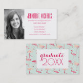 Carte D'appel Diplôme photo| Modèle Flamingo rétro (Devant / Derrière)