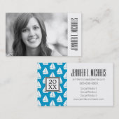 Carte D'appel Diplôme photo| Motif de voilier bleu clair (Devant / Derrière)