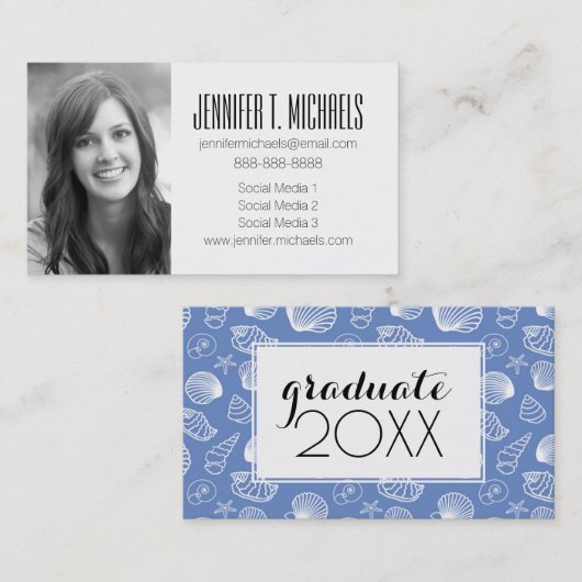 Carte D'appel Diplôme photo| Sassy Seashell Motif (Devant / Derrière)