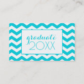 Carte D'appel Diplôme photo| White & Aqua Zig Zag (Dos)