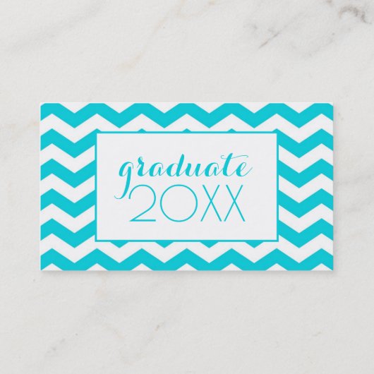 Carte D'appel Diplôme photo| White & Aqua Zig Zag (Dos)