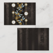 Carte D'appel Dragonflies de Steampunk sur arrière - plan rayé b (Devant / Derrière)