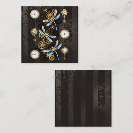 Carte D'appel Dragonflies de Steampunk sur arrière - plan rayé b (Devant / Derrière)