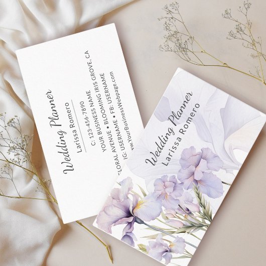 Carte D'appel Dusty violet iris aquarelle Romantique Floral