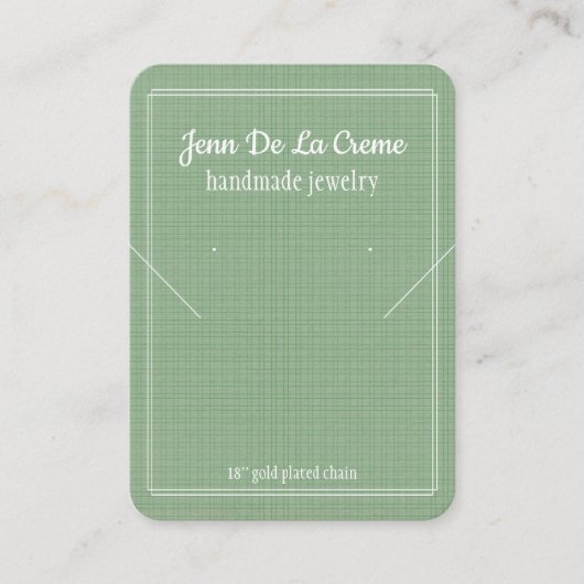 Carte D'appel Écran de bijoux vert à imprimé blanc (Devant)