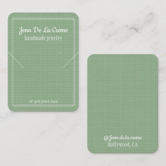 Carte D'appel Écran de bijoux vert à imprimé blanc (Devant / Derrière)