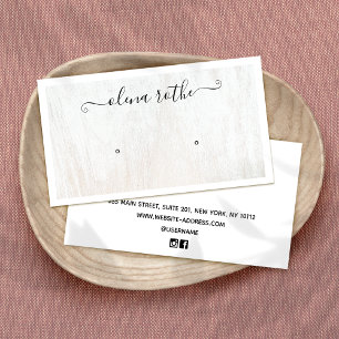 Carte D'appel Écran d'oreille en bois blanc chic