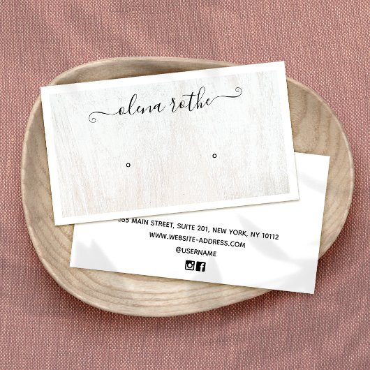 Carte D'appel Écran d'oreille en bois blanc chic