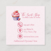 Carte D'appel Editable Pink Bakery Business Card | 2.5" Square (Dos)