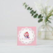 Carte D'appel Editable Pink Bakery Business Card | 2.5" Square (Debout devant)