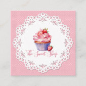 Carte D'appel Editable Pink Bakery Business Card | 2.5" Square (Devant)
