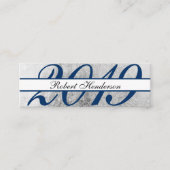 Carte D'appel Elégant bleu chic argent classique insert graduati (Devant)