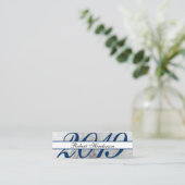 Carte D'appel Elégant bleu chic argent classique insert graduati (Debout devant)