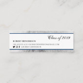 Carte D'appel Elégant bleu chic argent classique insert graduati (Dos)