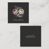 Carte D'appel Elégant Boho Botanical Florals Black Calling Card (Devant / Derrière)