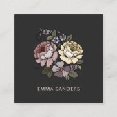 Carte D'appel Elégant Boho Botanical Florals Black Calling Card (Devant)