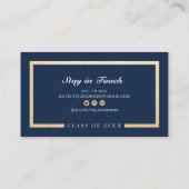 Carte D'appel Élégant chic or bleu classe de graduation du nom c (Dos)