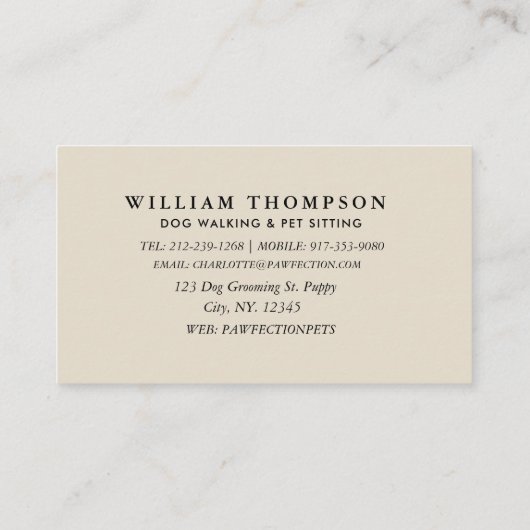 Carte D'appel Élégant Chien Chien Chien Chien Marcheur Chien Gar (Dos)