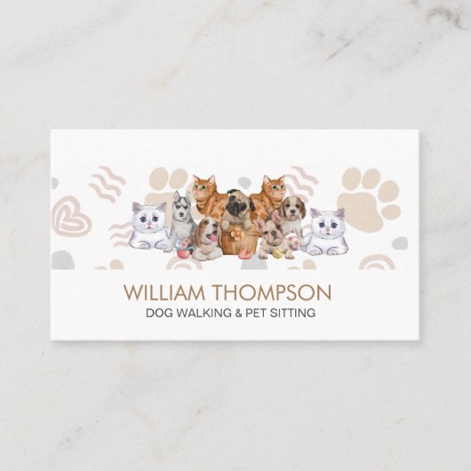 Carte D'appel Élégant Chien Chien Chien Chien Marcheur Chien Gar (Devant)