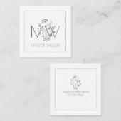 Carte D'appel Élégant Monogramme Floral (Devant / Derrière)