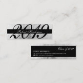 Carte D'appel Élégant noir et argenté insert graduation (Devant / Derrière)