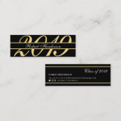 Carte D'appel Élégant noir et or classique insert graduation (Devant / Derrière)