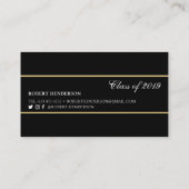 Carte D'appel Élégant noir et or classique insert graduation (Dos)