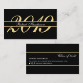 Carte D'appel Élégant noir et or classique insert graduation (Devant / Derrière)