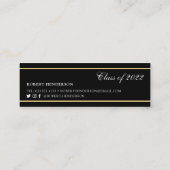 Carte D'appel Élégant noir or classique insert graduation 2022 (Dos)