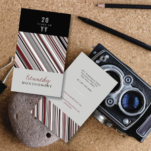 Carte D'appel Élégant Preppy Brown Pin Stripes Moderne Graduate