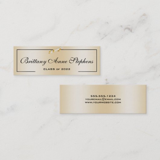 Carte D'appel Elegant Rose Gold Diploma Nom Card Insert (Devant / Derrière)