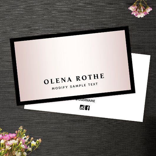 Carte D'appel Elégant Rose Gold Professional Black Border