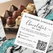 Carte D'appel Elegant Script Chocolatier Brand Photo QR Code
