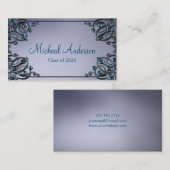 Carte D'appel Elégant Silver Graduation Name Card (Devant / Derrière)
