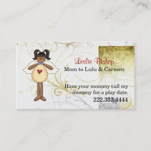 Carte D'appel Elégante Country Angel Mommy Play Date Card (Devant)
