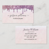 Carte D'appel Elégante Parties scintillant rose-Bleu Agate Moder (Devant / Derrière)