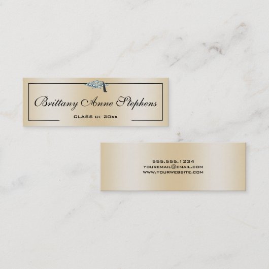 Carte d'appel en or Rose Casquette gradué diamant (Devant / Derrière)