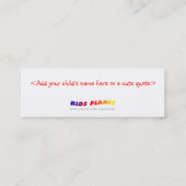 Carte D'appel Enfants avec le livre - signet pour chacun ! (Dos)