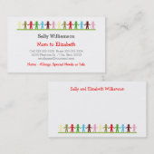 Carte D'appel Enfants tenant des mains maman et l'information de (Devant / Derrière)